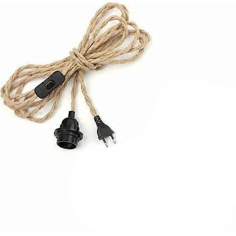 Hemp Rope Chandelier Cable, 3m, E27 Socket, DIY Pendant Light