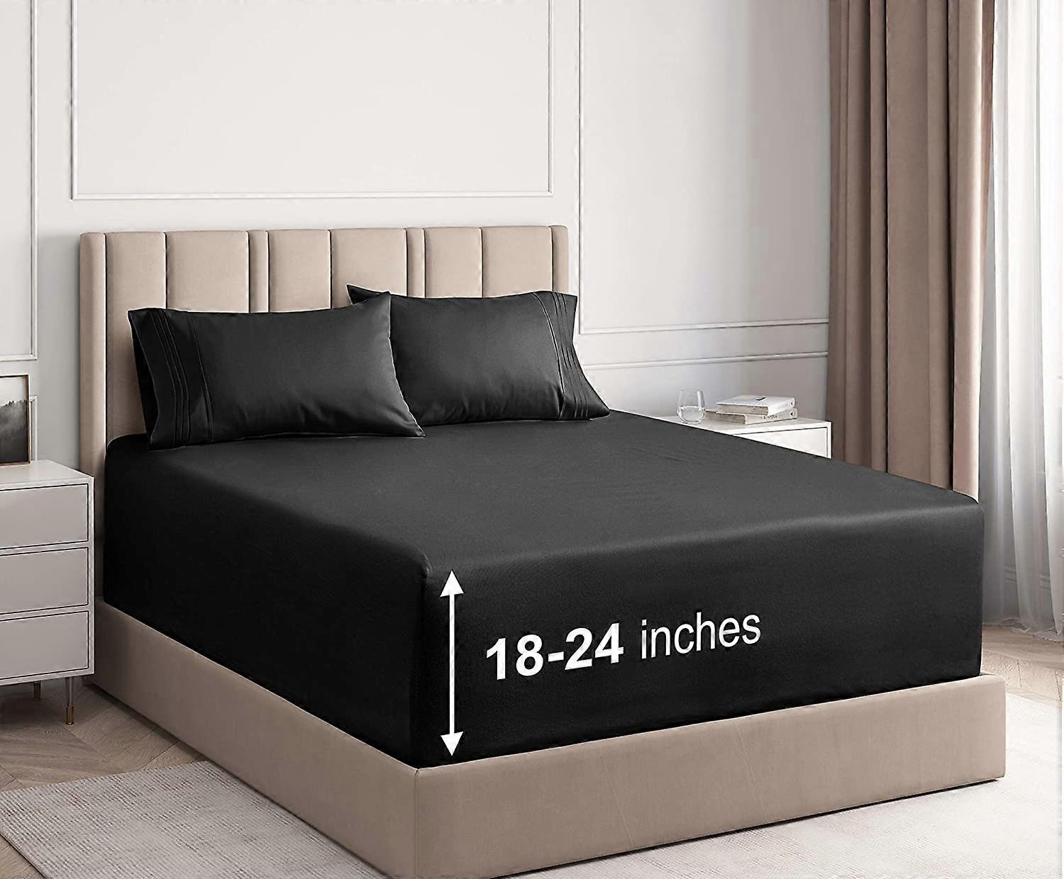 Extra Deep Pocket Sheets-4 Piece Sheet Set-King Size Sheets Deep Pocket-Extra Deep Bed Sheets-Deep King Fitted Sheet Set-Super and Ultra Deep Sheets