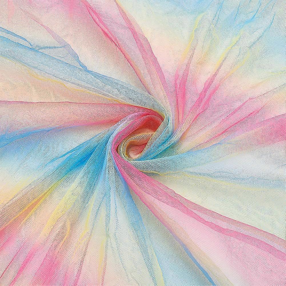 3 Yards Polyester Mesh Fabric 66.14 Inch Wide Rainbow Net Fabric Pink Blue Orange Yellow Gradient Tulle Mesh Sheer for Dress Costume Making Accessorie