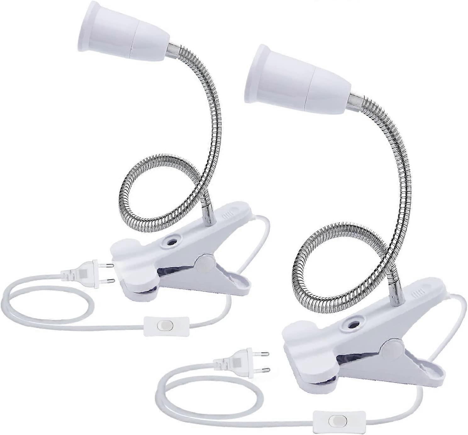 2PCS LED Table Lamp Base E27 Clamp Bulb Socket Gooseneck Lamp Holder Base Table Lamp Clip Base with Switch 360 Lamp Socket