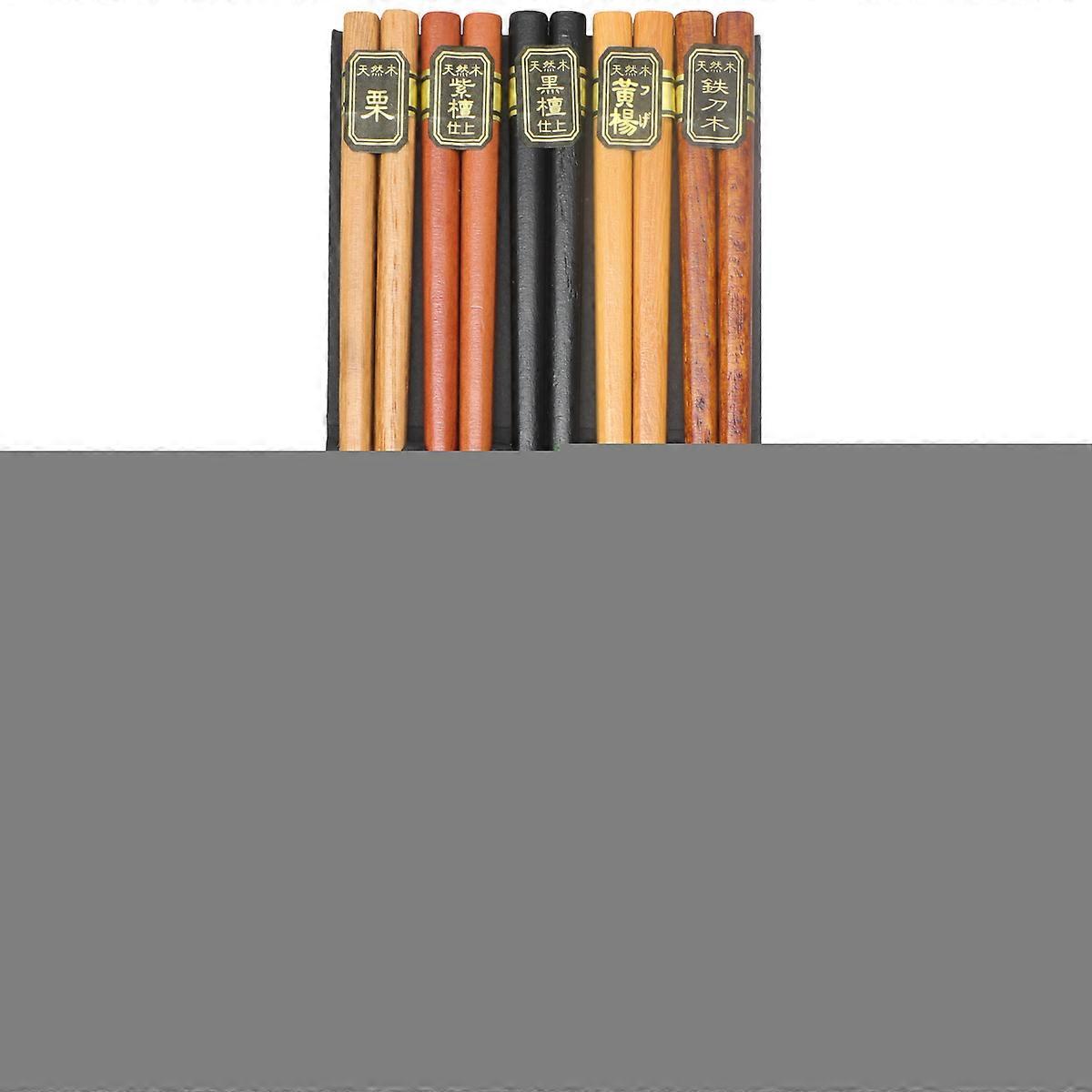 5 Pairs Japanese Style Chopsticks Non-slip Natural Wood Chopsticks Tableware for Home Restaurant (Square, Simple Set)
