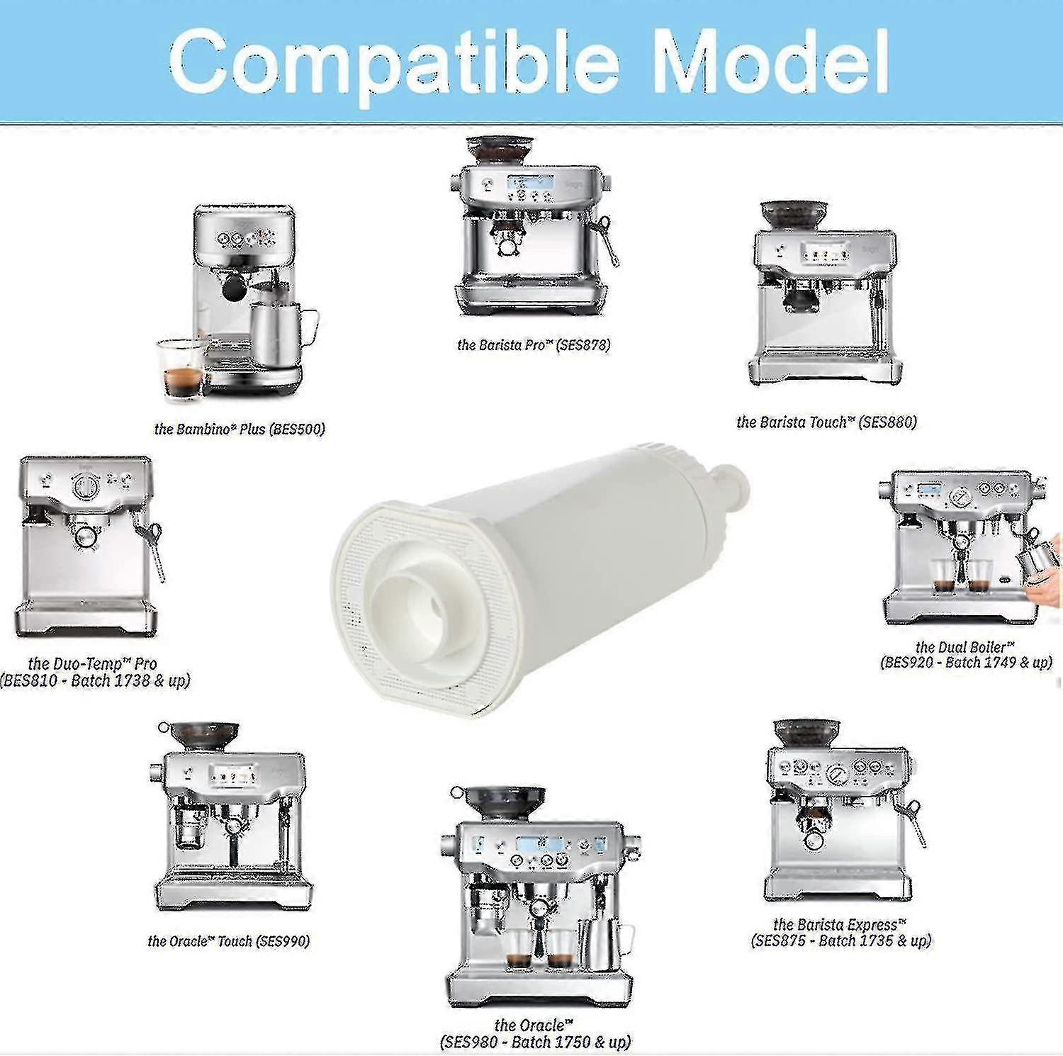 2pacls Replacement Water Filter For Machine Caf Ses Bes008 Ses875 Ses880 Compatible With 990/980/500/878/875/880