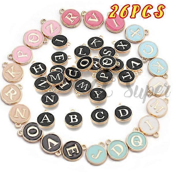 26 PC 12x14mm κοσμήματα που κατασκευάζουν επιστολή πολύχρωμο σμάλτο αλφάβητο αρχικό γράμμα γούρια χειροποίητο μενταγιόν για Diy βραχιόλι
