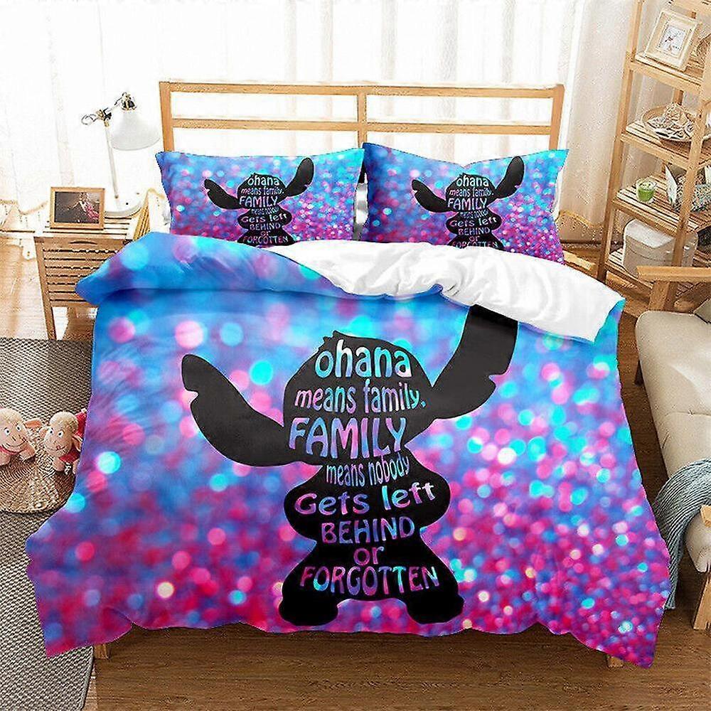 a1234 Bed Sheets Lilo & Stitch  Quilt Duvet Cover Set Kids  Soft Bedclothes Children3-Piece Bedding Set (1 Duvet Cover + 2 Pillow Shams) Tm1234