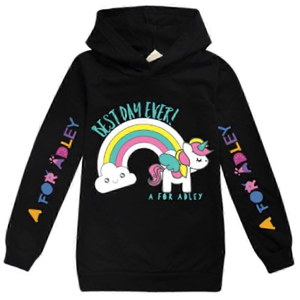 Sweat à capuche à manches longues pour enfants, imprimé licorne arc-en-ciel, A pour Adley