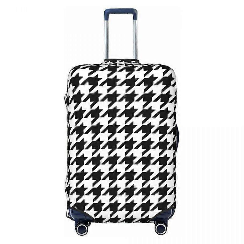 Houndstooth Pixel Suitcase Cover Flight Black And White Classic Strectch Luggage Case Travel Protector