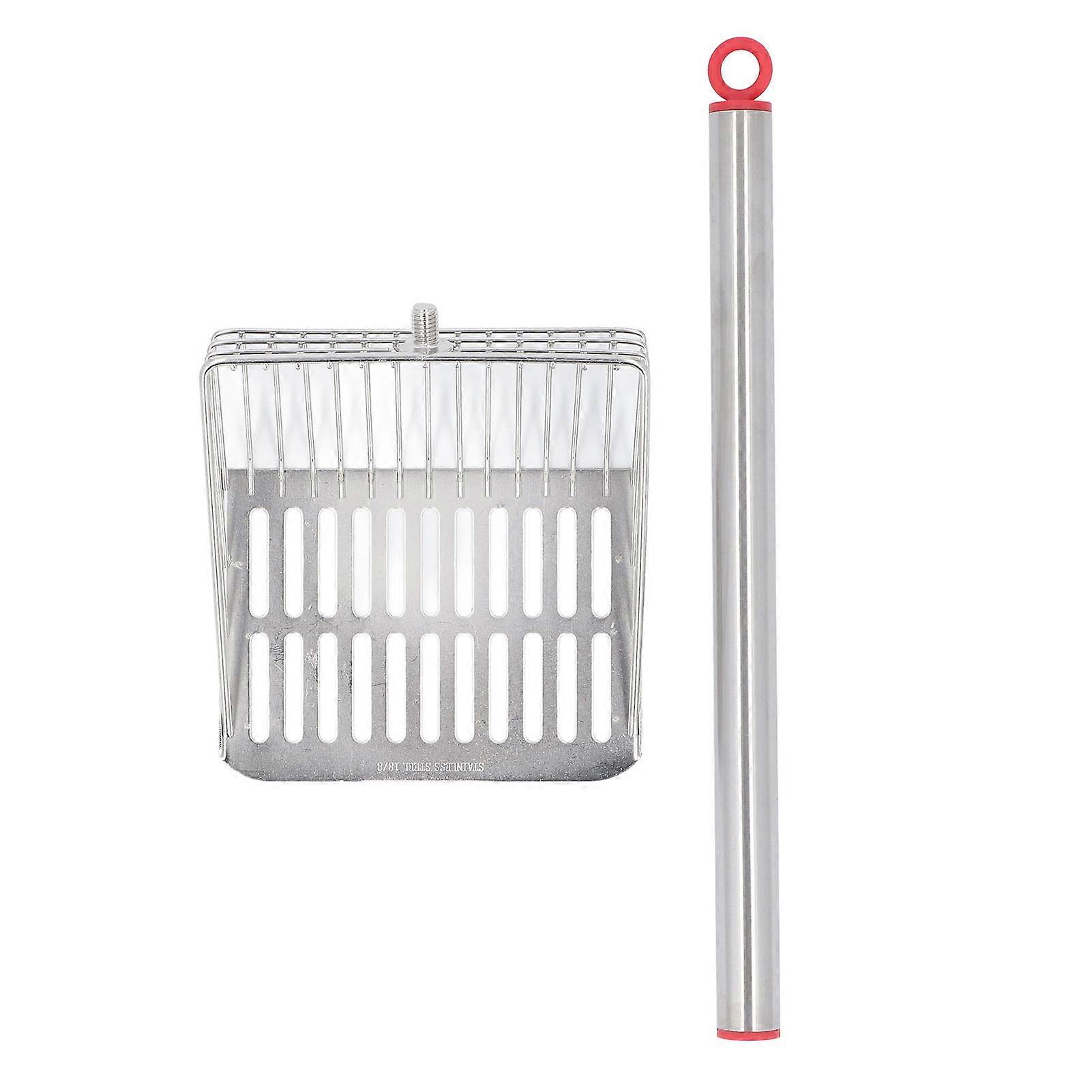Cat Litter Scoop Long Handle Metal Removable Anti Splashing Fast Filtration Cat Litter Shovel Litter Box Scoop for Cat Litter Box Cleaning Red 