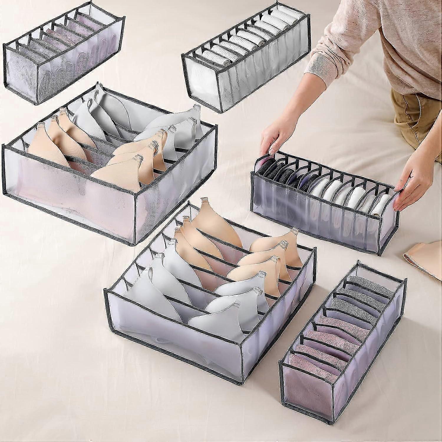 6 Pcs Underwear Drawer Organizer Foldable Storage Box Large Capacity Drawer Storage Box For Storing Underwear, Socks, Bras