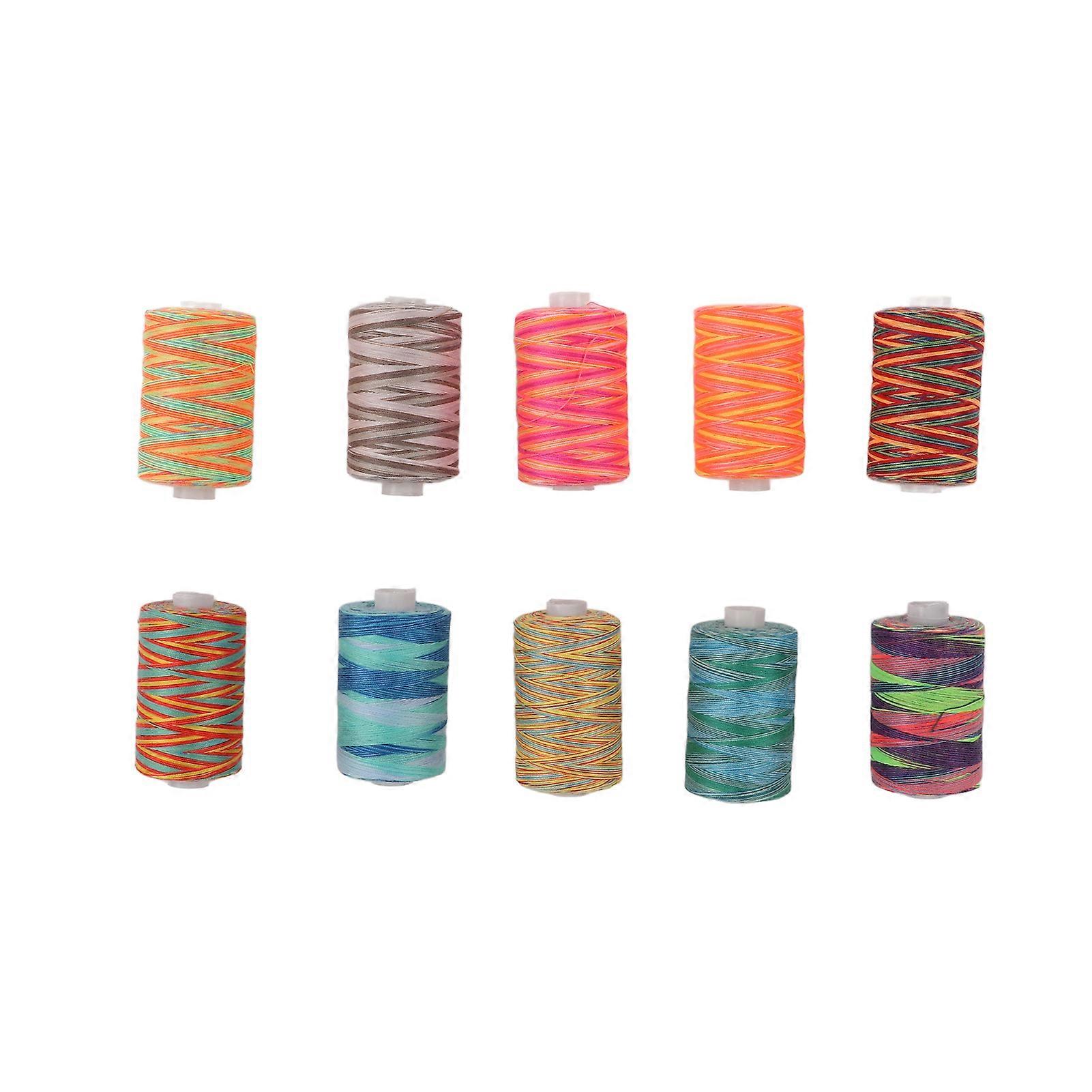 10Pcs Embroidery Machine Thread Durable Wear Resistant Polyester Variegated Diverse Colors Polyester Thread 402 Sewing Thread