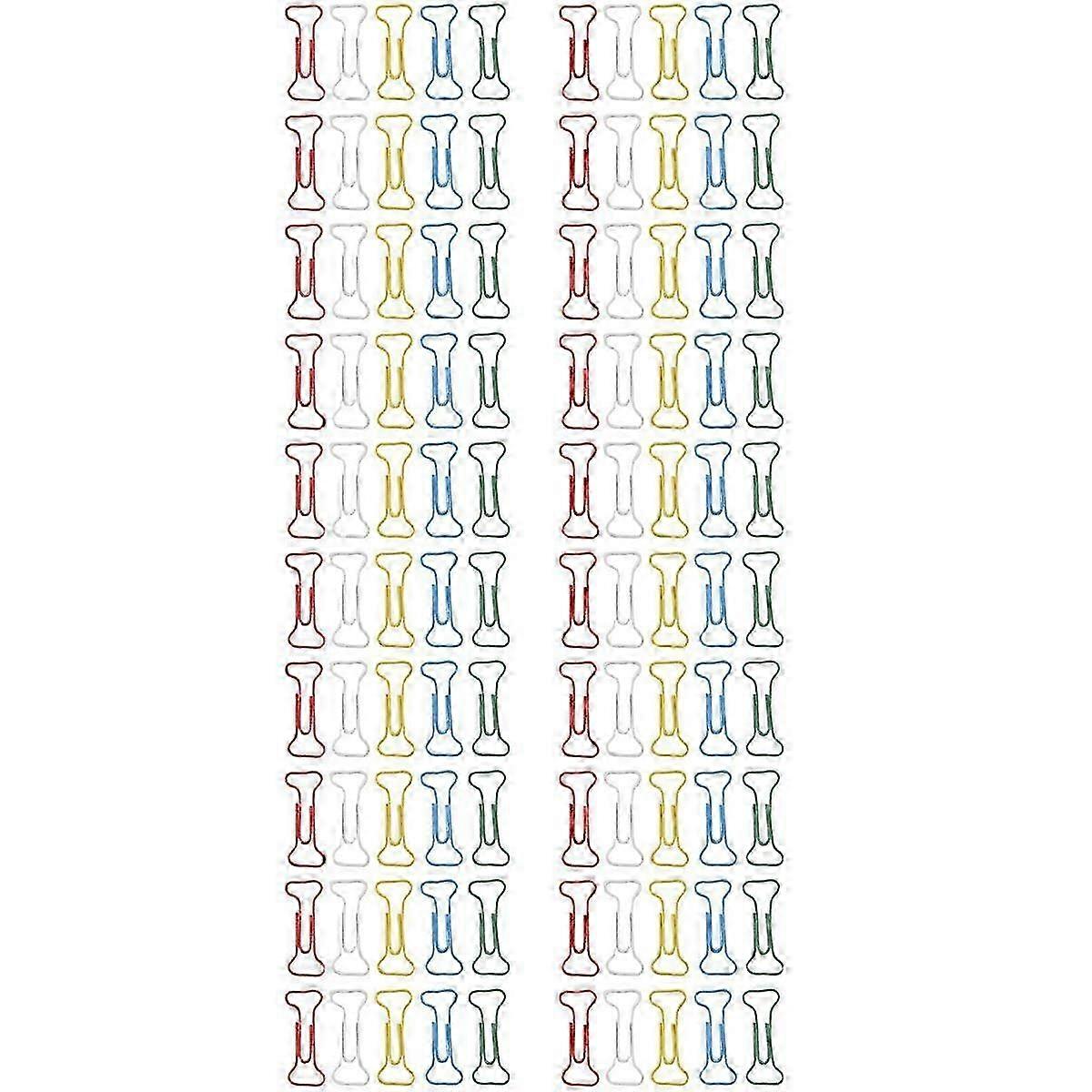 100pcs Bone Shape Multicolor Metal Paper Clips