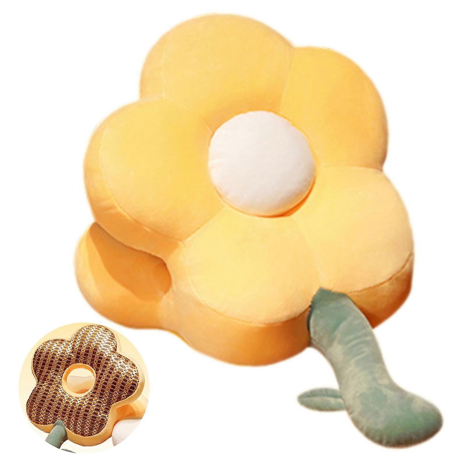 Office Desk Pillow for Comfortable Desk Rest Plush Flower Throw Pillow Soft Cotton, Adjustable Support  Yellow