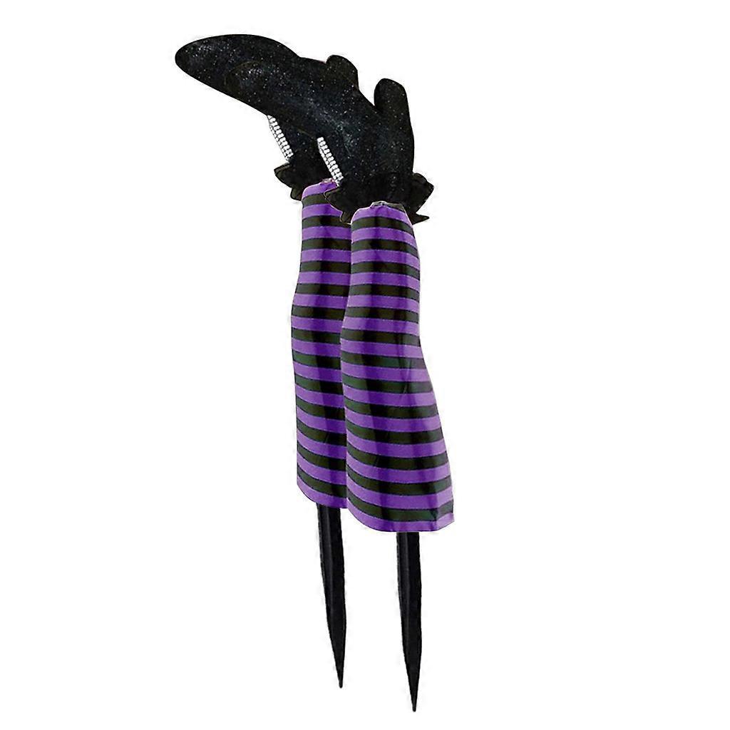 1 Pair Halloween Evil Witch Leg Props Upside Down Wizard Feet with Boot Stake Ornament Decoration for front Yard  Purple