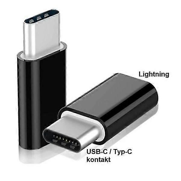 Lightning-Buchse auf USB-C-Stecker-Adapter schwarz