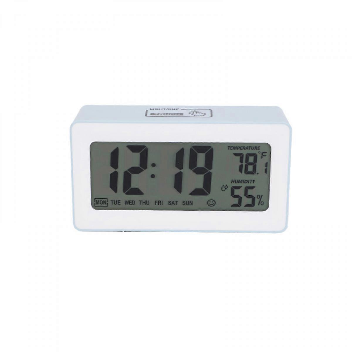 5 inch smart LCD electronic clock desktop with alarm clock luminous lazy electronic clock multifunctional fixed clock Blue