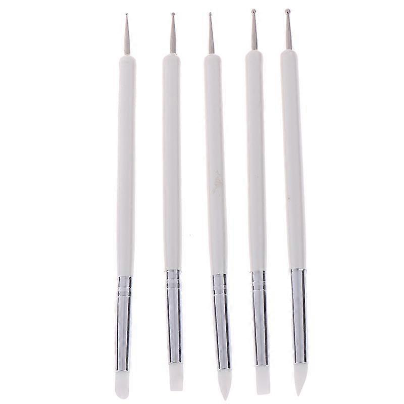 5Pcs/Set Soft Pottery Clay Tool Silicone+Stainlestwo Head Sculpting Art Tool