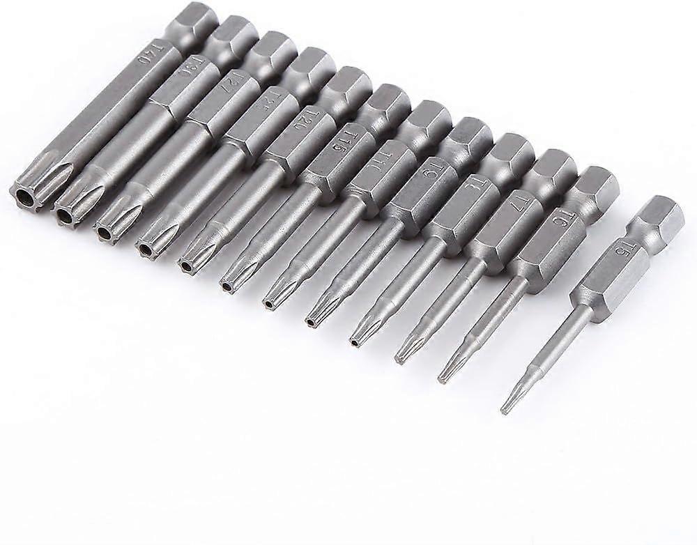 12Pcs 1/4" Hex Head Screwdriver Bits, Hexagon Head Bits, Hex Shank Torx Security, Star Head Screwdriver Bits