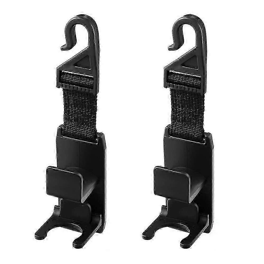 2 Pcs Black Car Headrest & Seat Back Hooks