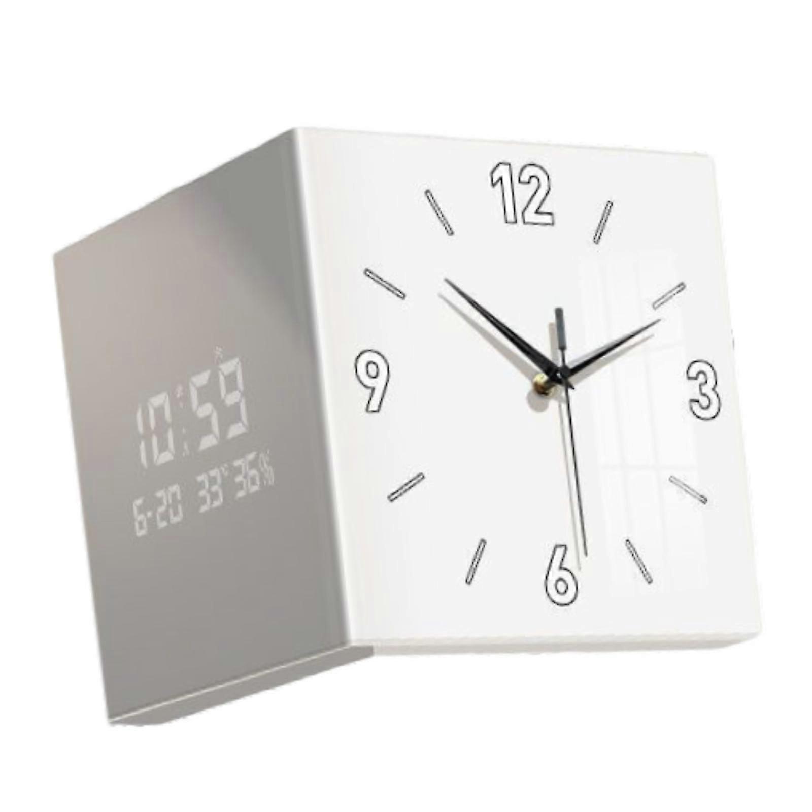 Corner Clock Wall Mounted Easy to Read Square for Home Living Room Classroom White