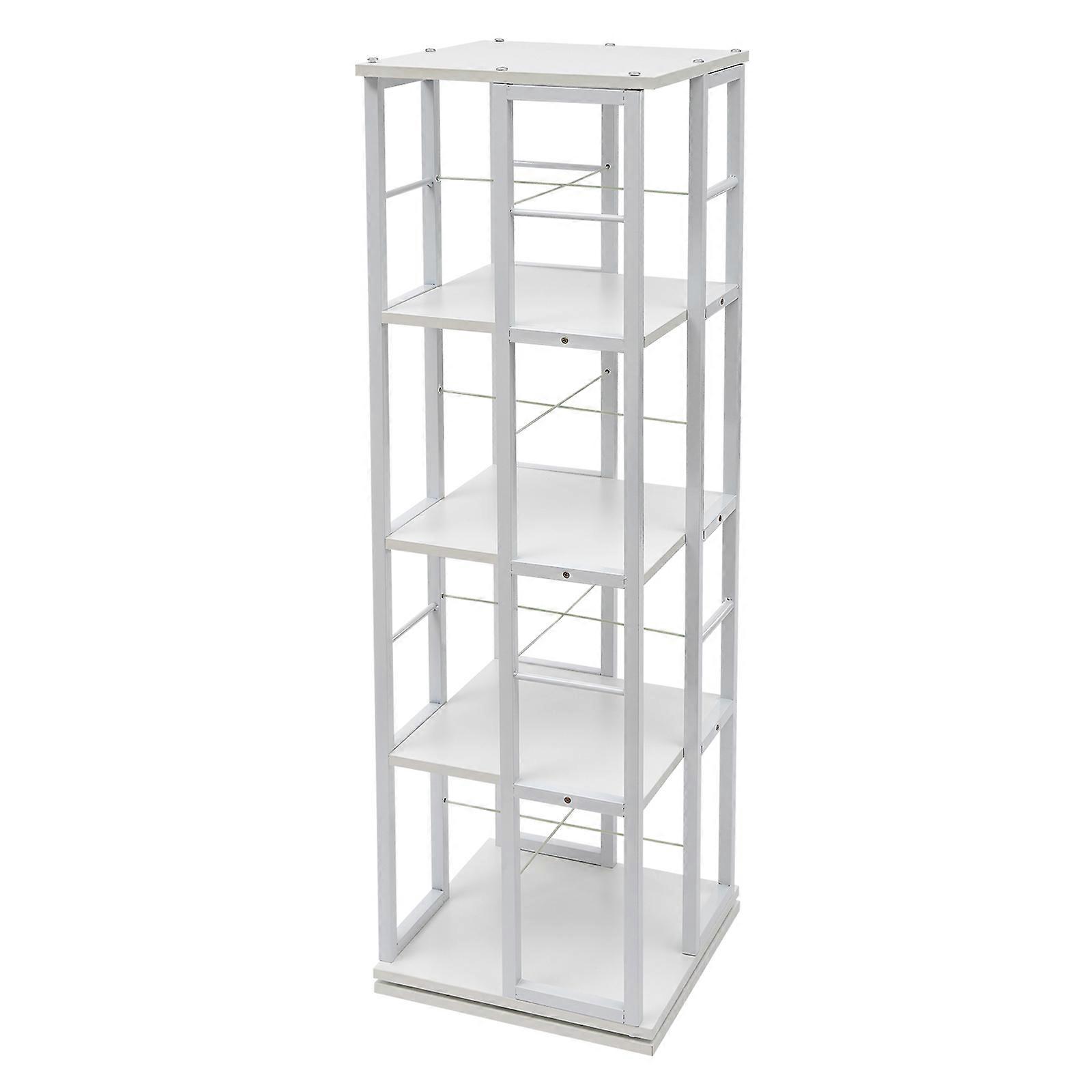 4-Tier Black/White Rotating Bookshelf Floor Standing Bookcase