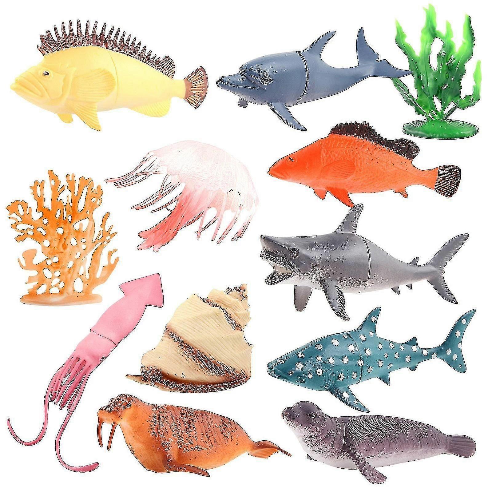 12 ensembles de simulation colorée Sea World Animals Costume Model Ornaments