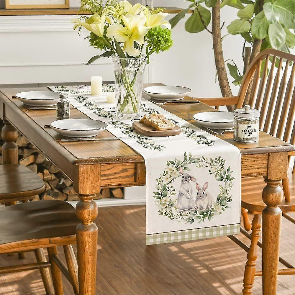 Easter Table Runner Bunny 33*183 Modern Easter Table Decoration Spring Kitchen Table Dining Table for Kitchen, Farmhouse, Indoor, Party