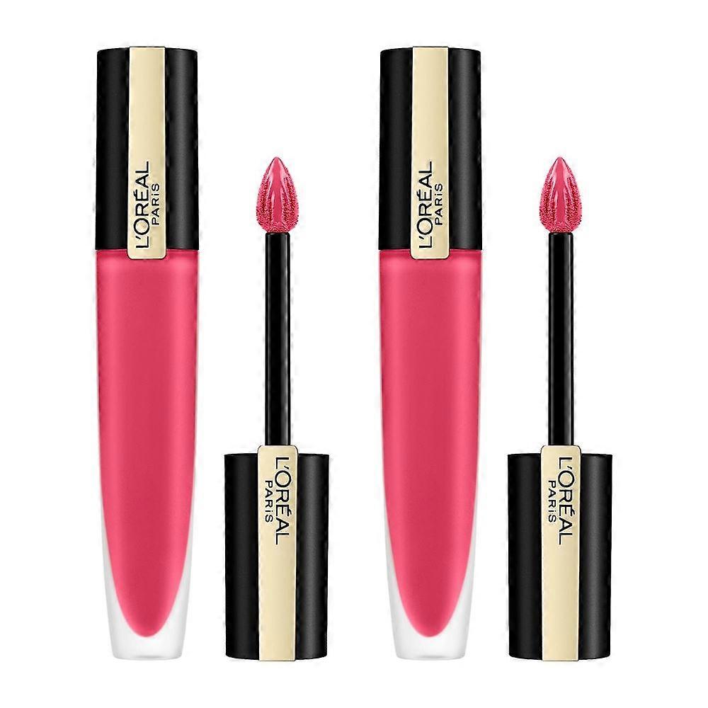 2 x L'Oreal Paris Rouge Signature Matte Lipgloss - 128 I Decide