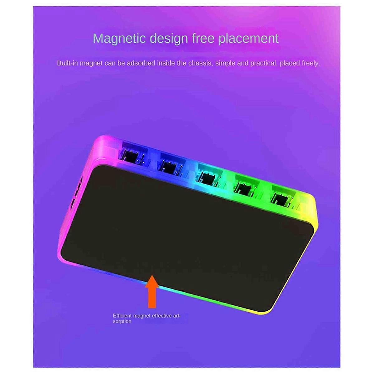 Hub de châssis 1 à 10 - Base magnétique avec télécommande pour ventilateurs ARGB et PWM, boîtier d'ordinateur avec synchronisation lumineuse