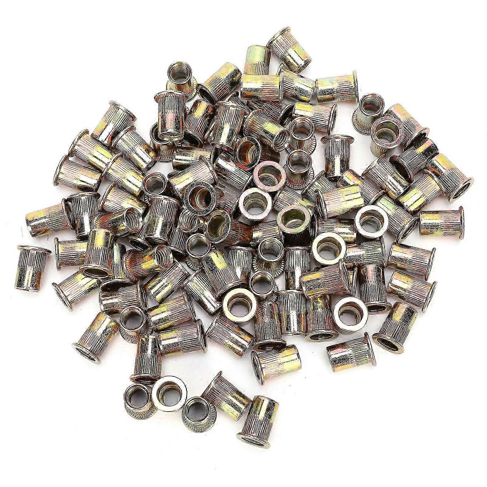 100Pcs Rivet Insert Nut M10 Carbon Steel Color Plated Zinc Rivnut Nutsert Fastening Parts Hardware
