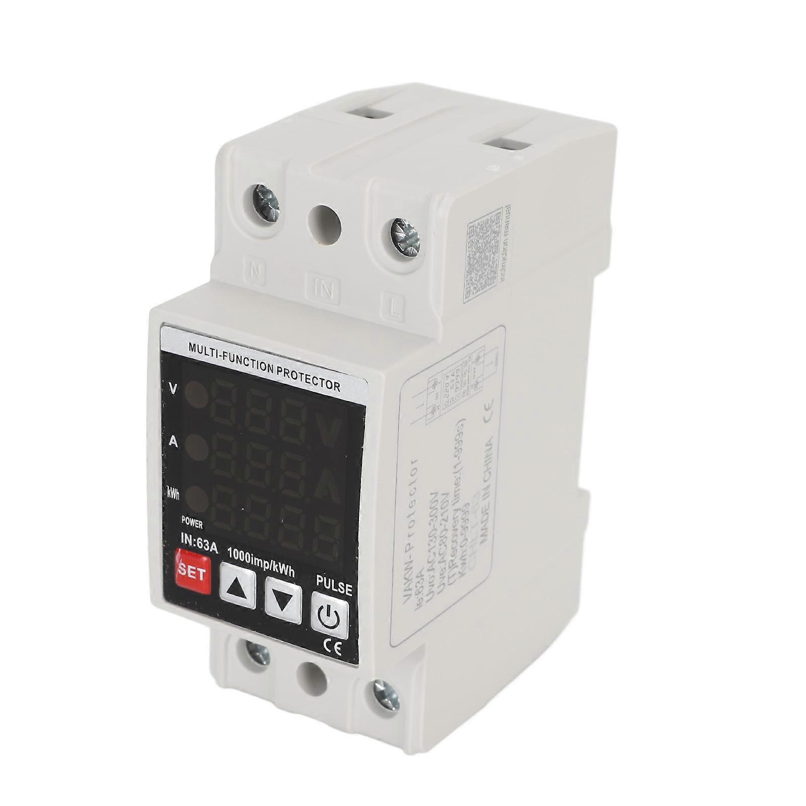 Three Display Adjustable Intelligent Under Over Current Protect Device Home Self Resetting Voltage Protector
