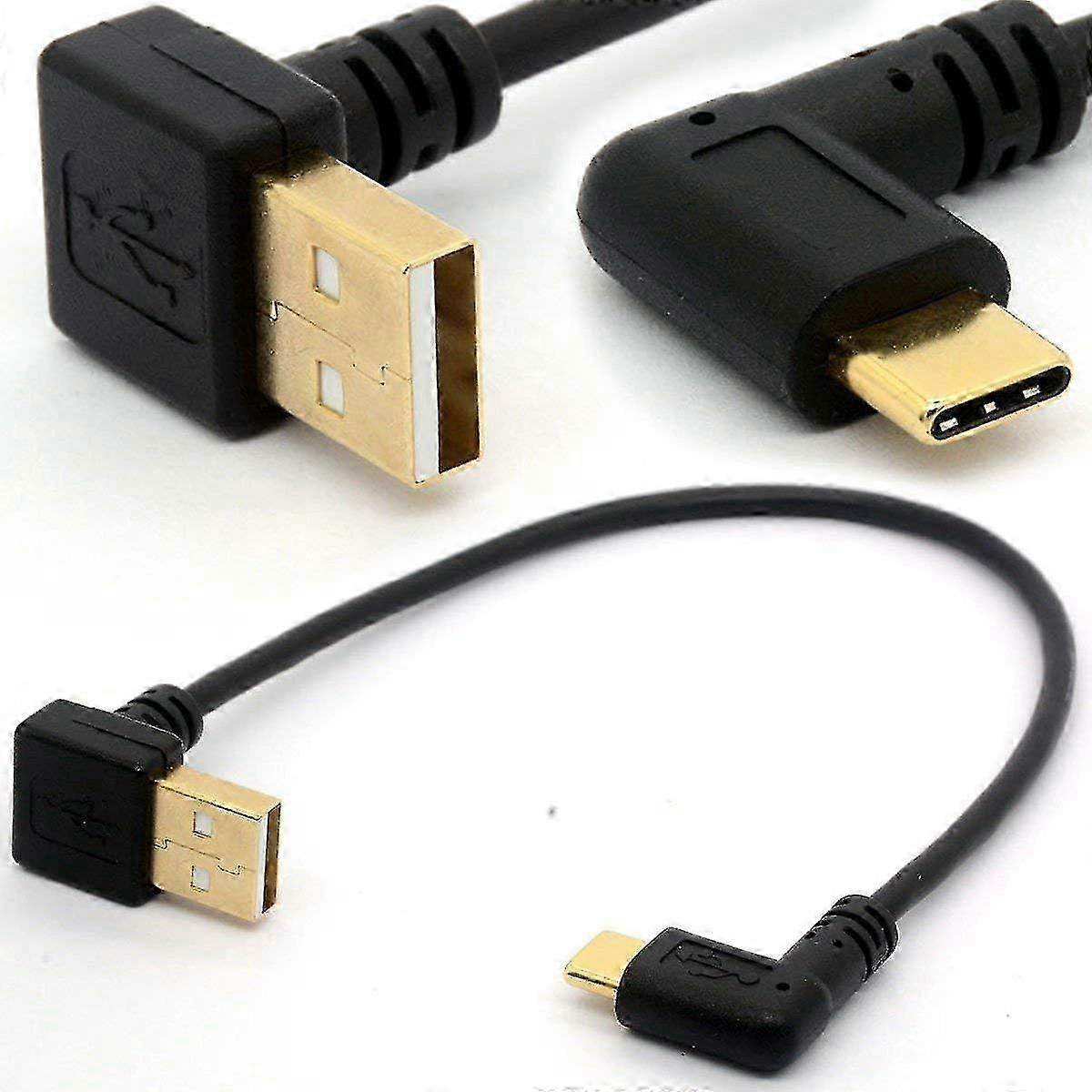 90 Degree USB 2.0 to Type C Right/Left Angled Male Cable Gold Plated USB C Extension Cord Data Transfer Sync lead (90Type C- USB 2.0 UP)