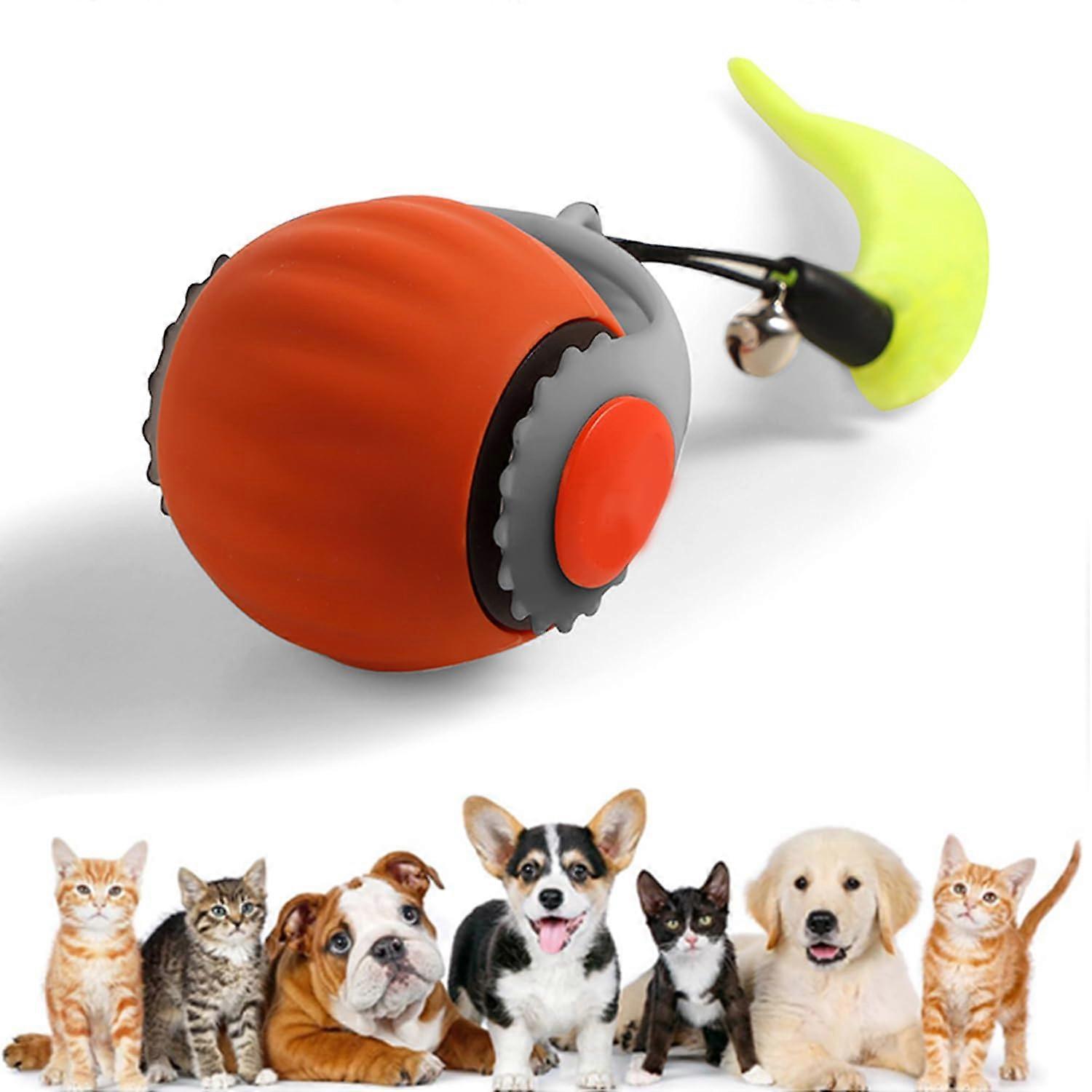 Interactive Rolling Dog Ball - Smart Automatic Pet Toy for Dogs and Cats, 360° Self-Moving, Orange Color, Durable Material