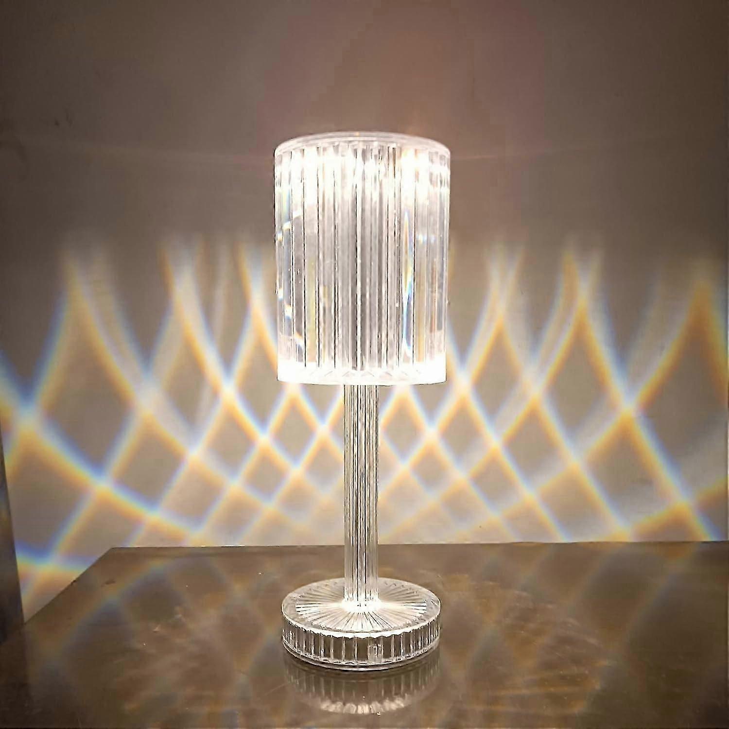 Crystal Table Lamp, Touch Control Modern Nightstand Lamp,3 Colors Changing Diamond Table Lamp,USB Rechargeable LED Night Light for Home Bedroom Gifts