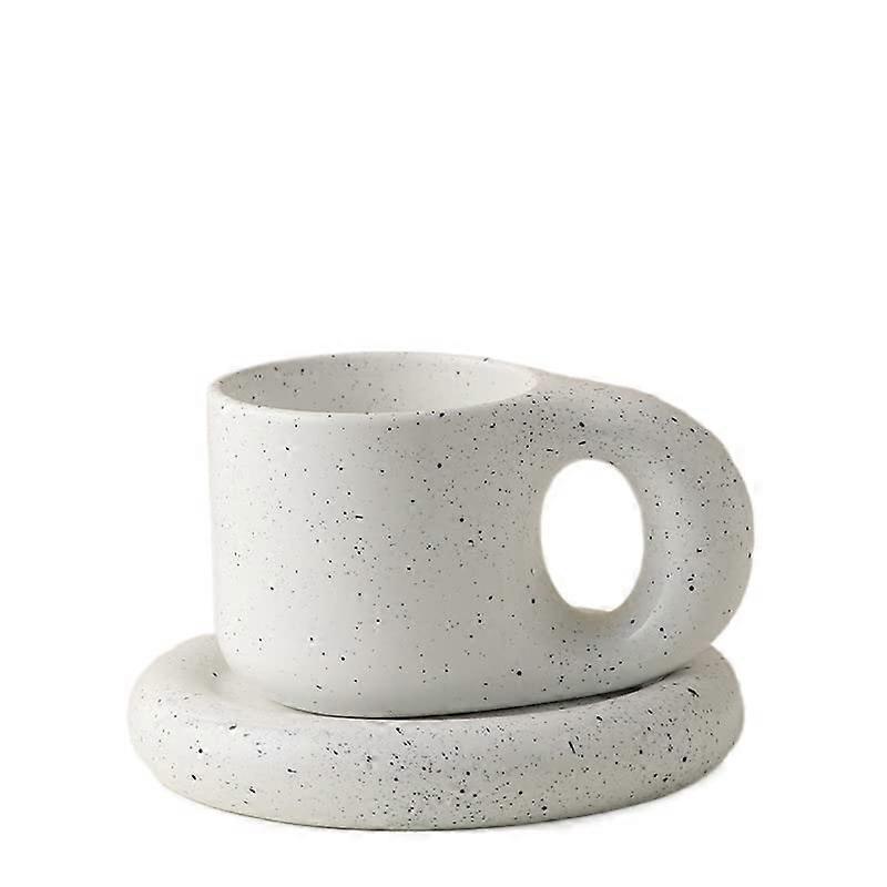 Chubby Handle Ceramic Coffee Cup Set, 9oz Latte Cups with Saucers for Home and Office, Stylish and Durable Design