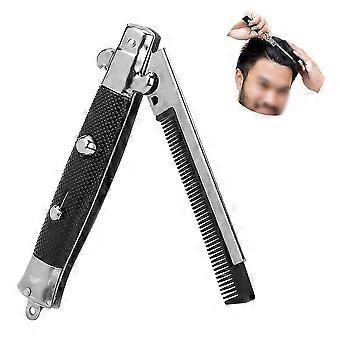 Klappbarer Switchblade-Kamm mit automatischem Druckknopf - tragbares Haarstyling-Tool für alle Haartypen