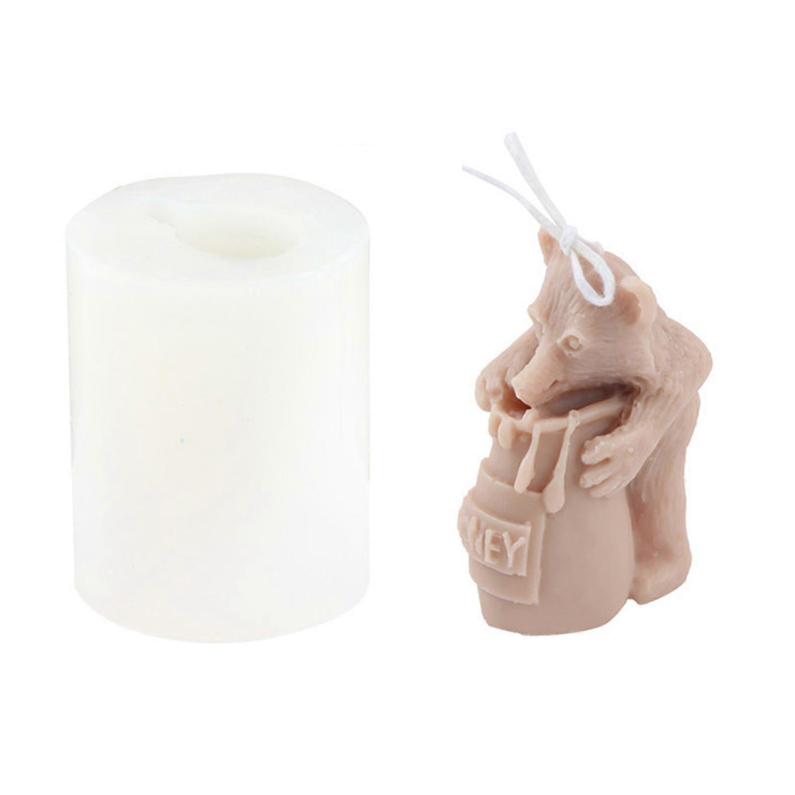 ベアキャンドルシリコンモールド、手作りデスクトップデコレーション用石膏エポキシ樹脂アロマキャンドルモールド、ホームデコレーション用 S