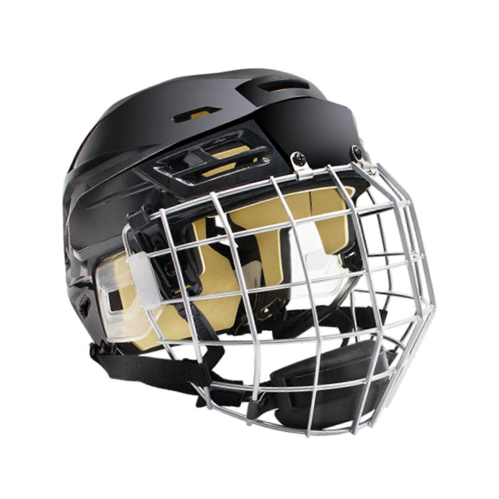 Ice Hockey Player Helmet with Cage, Adjustable Headgear, Training Game Practice Breathable Sports Equipment, Ice Skate Helmet