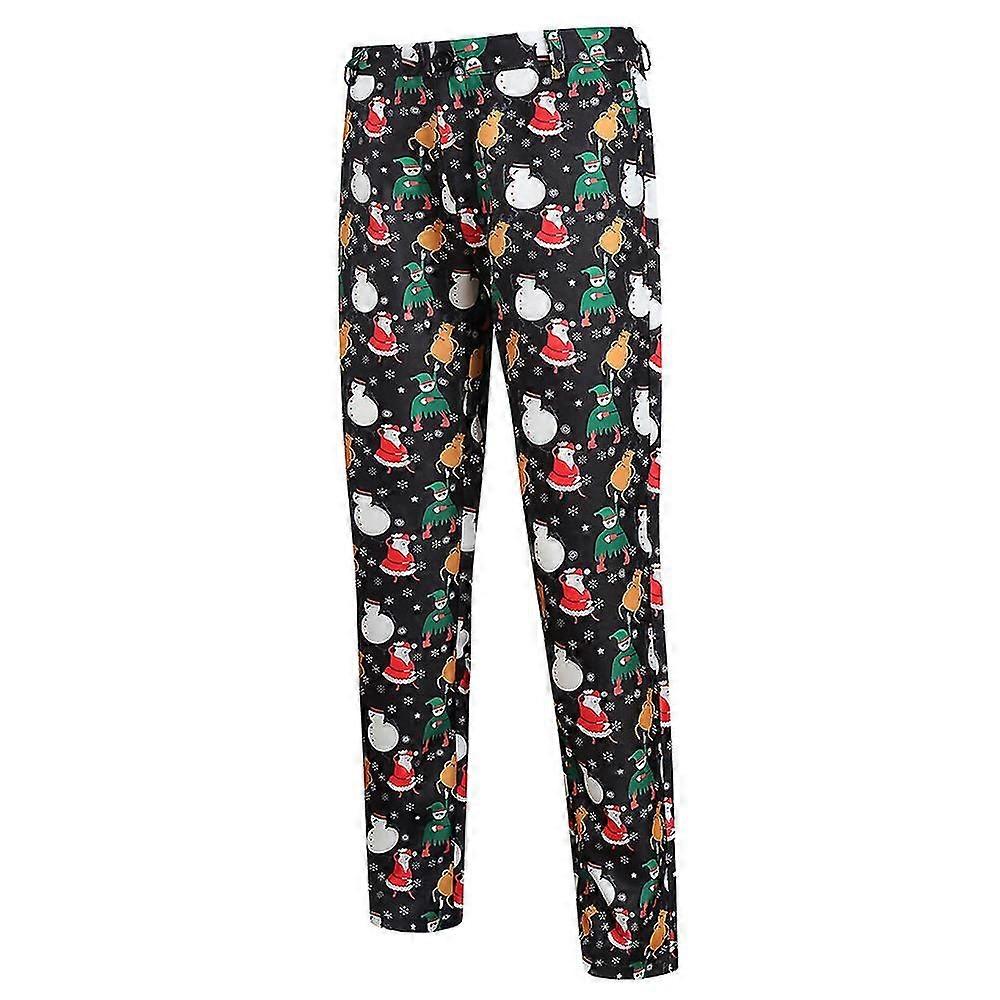 Jul Chino Byxor Män Xmas Print Party Festlig Fancy Klänning Kostym Byxor