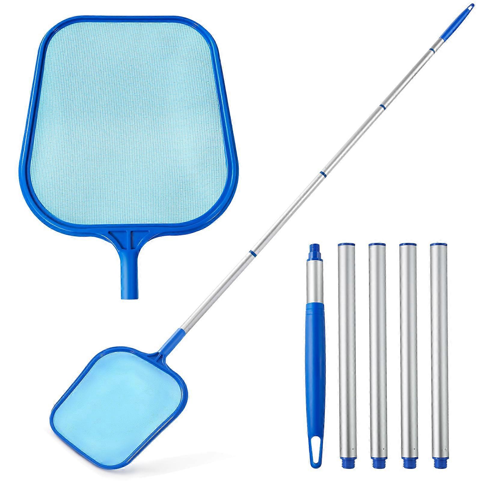 Pool Skimmer - 5 Aluminum Polar Section 64 '' Pool Skimmer Net, Swan Blue Net 5 Poles