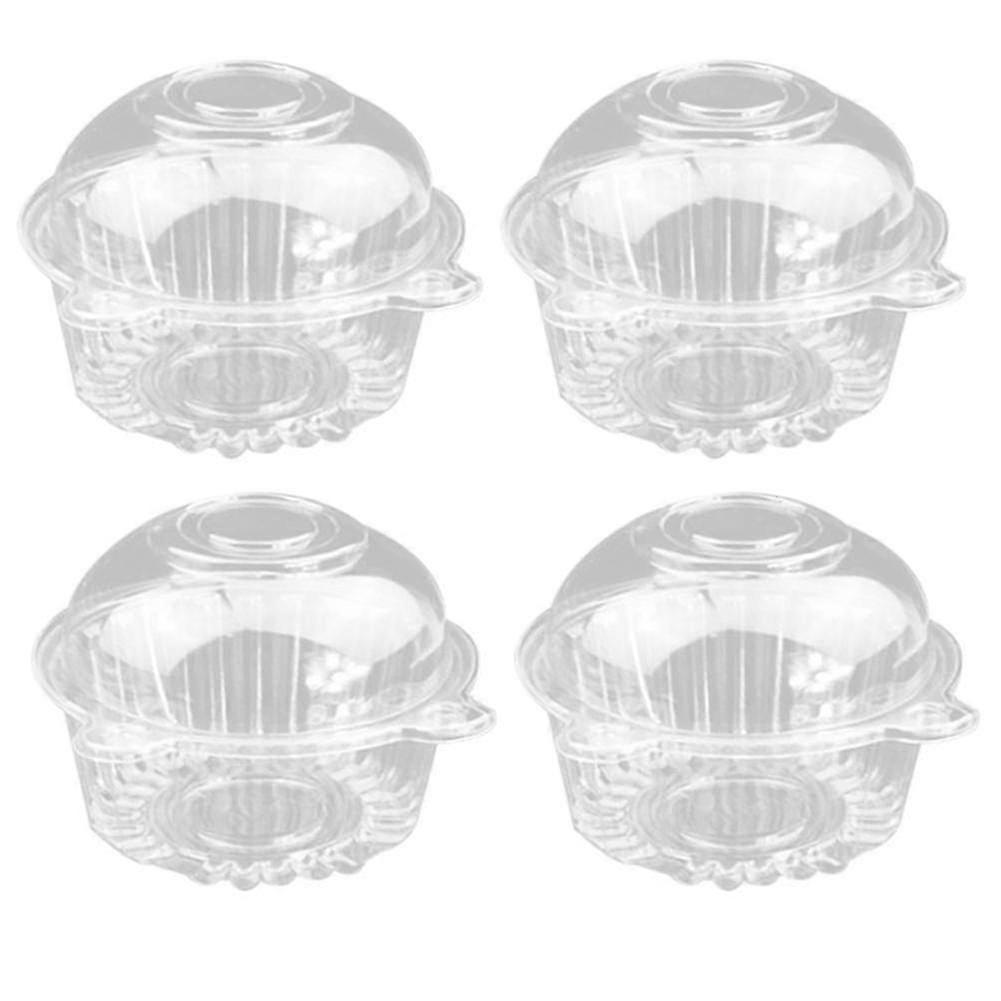 100 piezas de plástico transparente Single Cupcake Cake Box Muffin Dome Holder Box