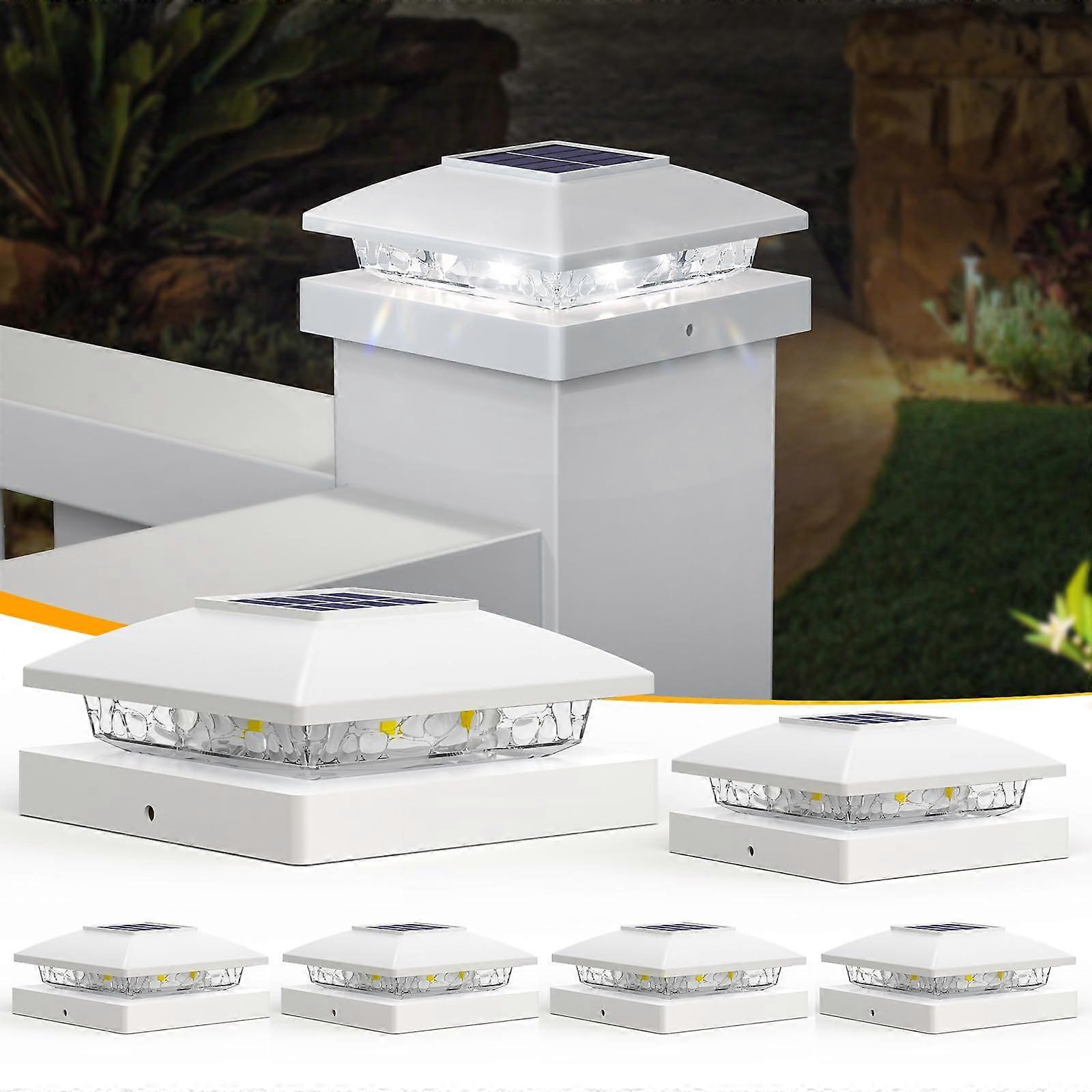 Solar Post Cap Lights for 4x4 Wood Vinyl Posts, IP44 Cool White LED 4x4 Post Lights