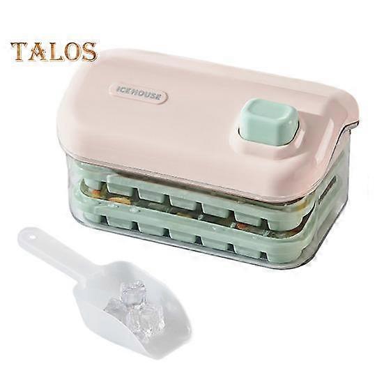 Double-Layer Ice Cube Tray with Lid One-Touch Release Silicone Ice Mold for Cocktails BPA-Free Plastic Freezer Box with Scoop