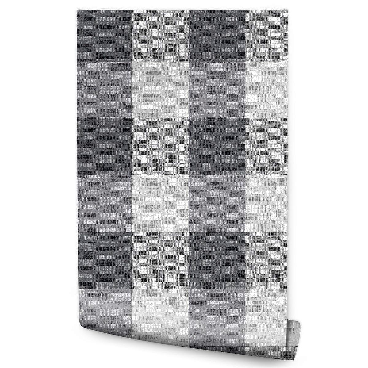 Tapetrulle til stuen grå ternet moderne mønster