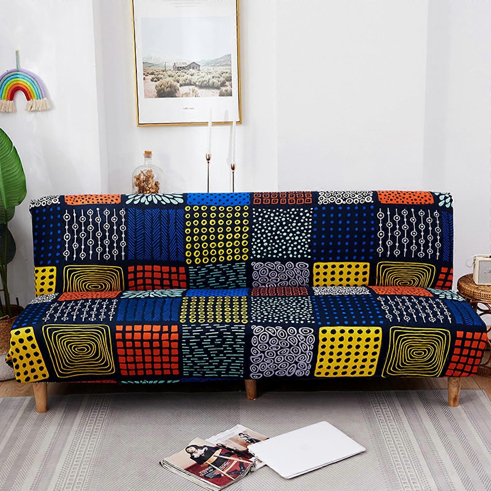 Armless Futon Cover Stretch Sofa Bed Slipcover, Elastic Bottom, Washable, Polyester Spandex