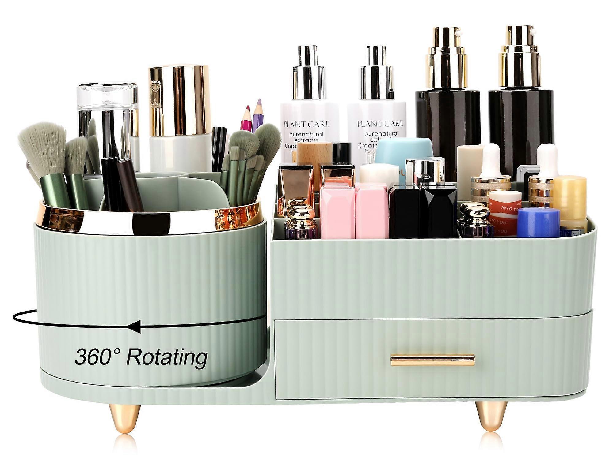 Makeup Organizer for Vanity, Cosmetic Display Case with Drawers, Versatile Storage (Green)