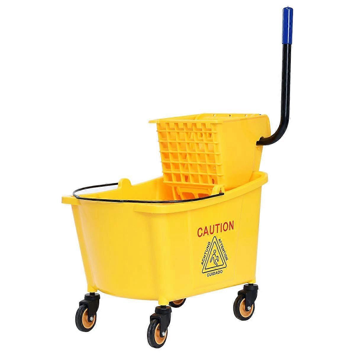 Commercial Mop Bucket, Household Bucket with Wringer, Side Press Mop Bucket with Wheel and Handle