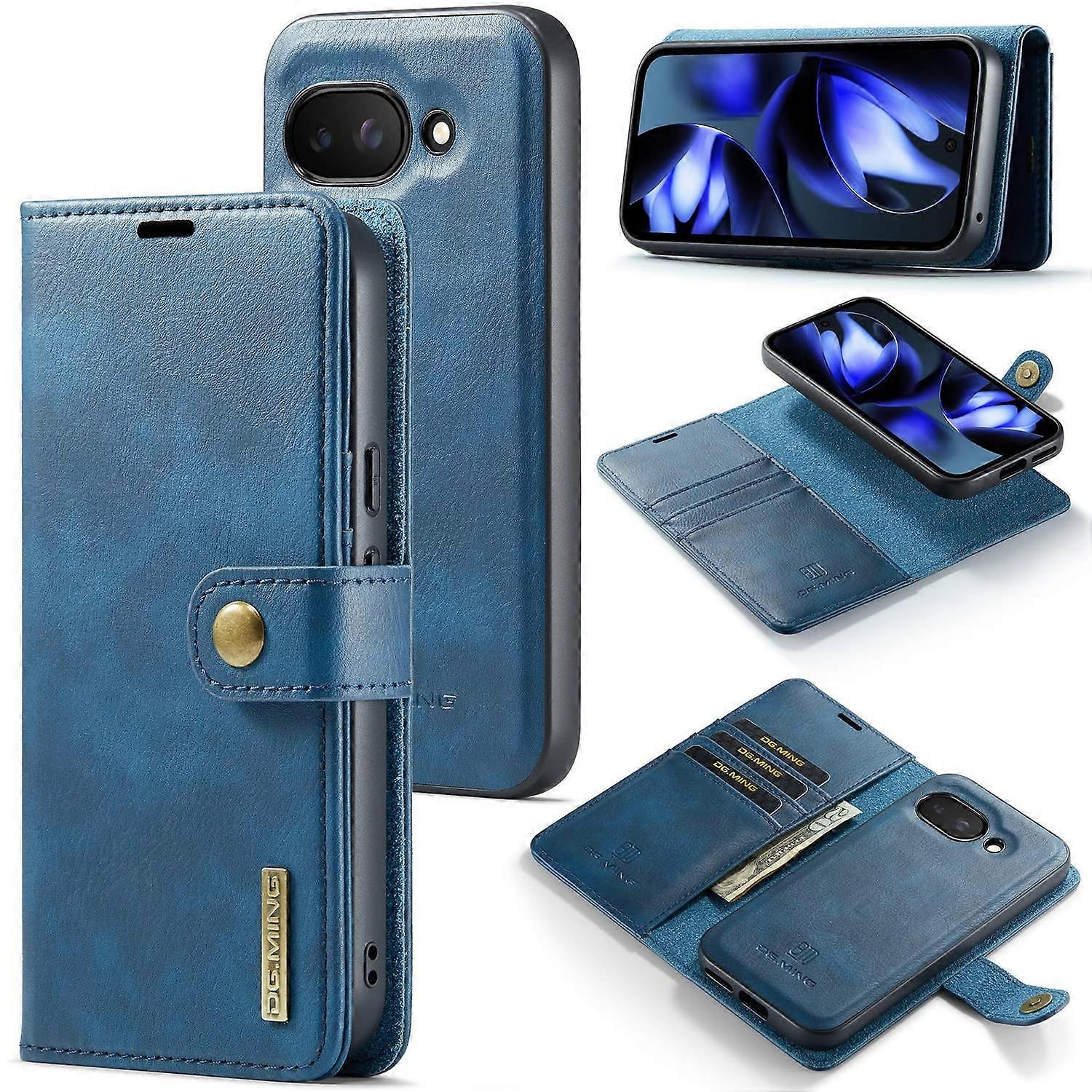 DG.MING for Google Pixel 9a Case Detachable Split Leather Phone Cover