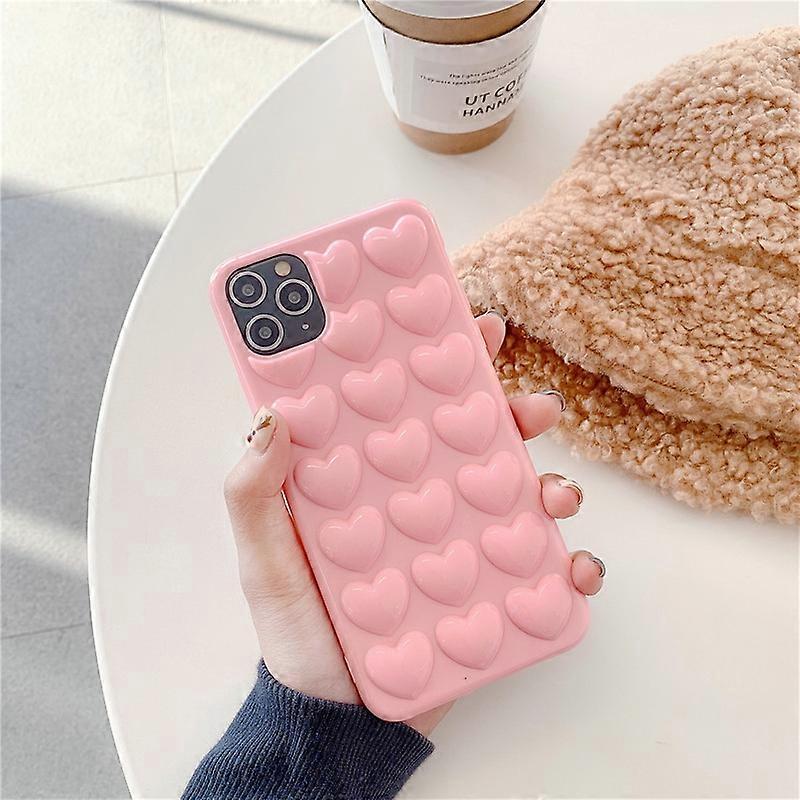 For iPhone 15 Pro Max Case 3D Heart Pattern Hard PC Shockproof Phone Cover