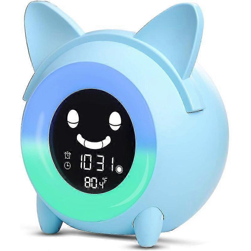 Lebanghui Blue Kids Alarm Clock, Sleep Training Alarm Clock For Kids, Wake Up Light Digital Clock Sleep Trainer Night Light