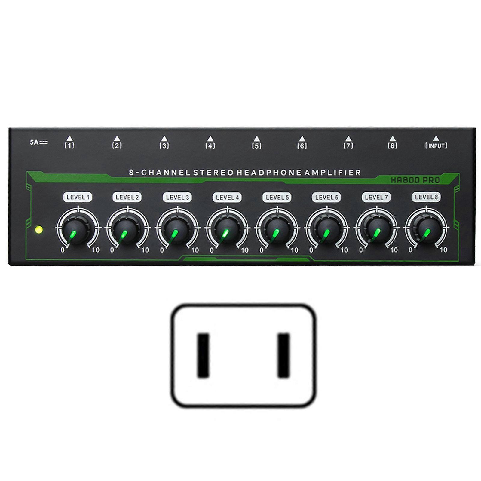 Headphone Amplifier 8 Channel Stereo Headphone Amplifier Portable LED Earphone Splitter for Sound Mixers Monitors