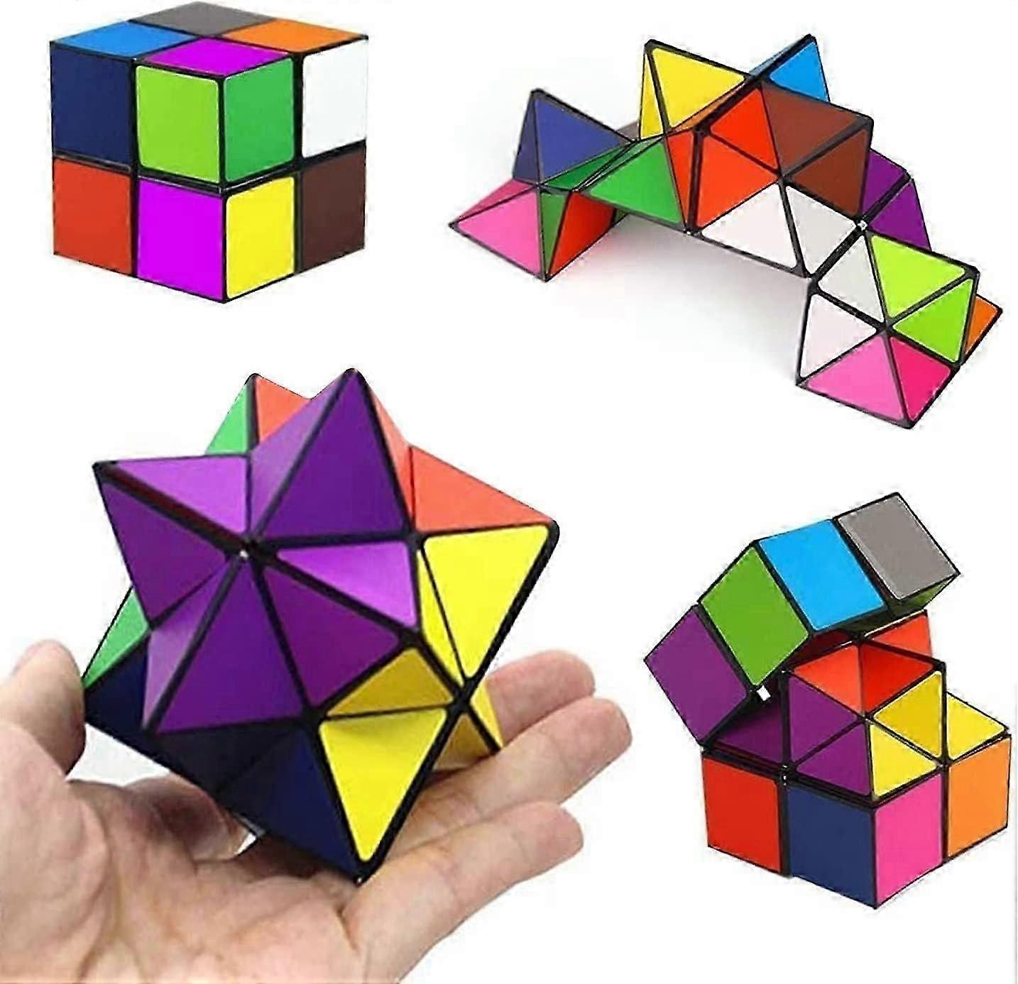 Magic Star Cube, SHONCO 2 in 1 Combo Infinity Cube Spielzeug Transformierendes geometrisches Puzzle 3D-Montage Fidget Stress Anxiety Relief Magic Puzzle Cubes für Ki